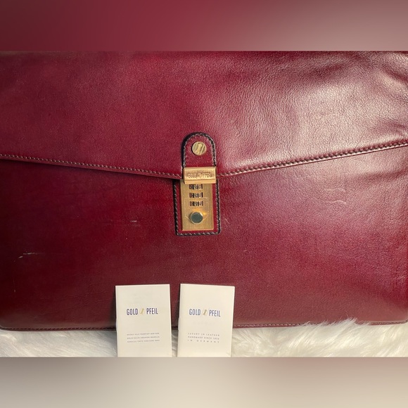 GOLD PFEIL Vintage Burgundy Leather Combination Lock Attaché Case - Picture 16 of 16